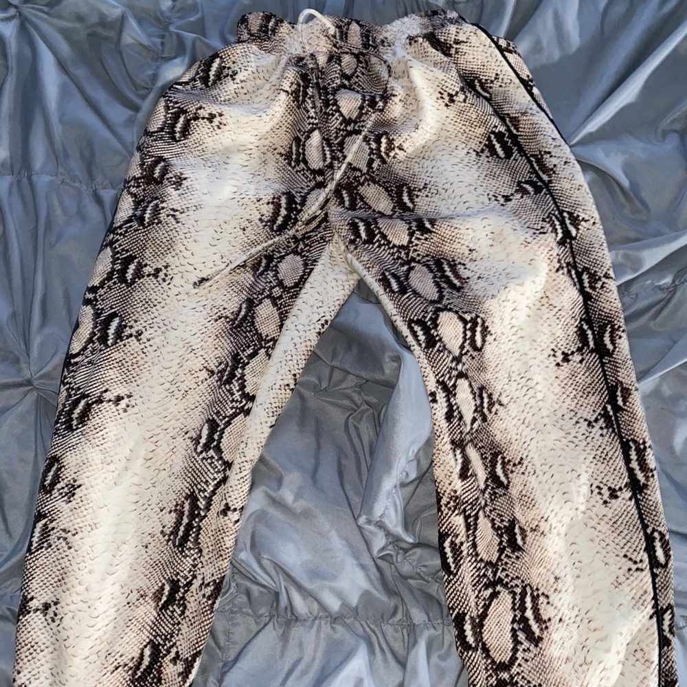 Snake skin tie waist pants